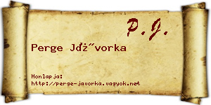 Perge Jávorka névjegykártya